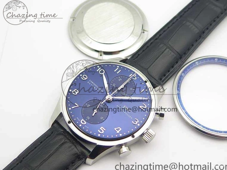 MIROTIME 0524 MoistureWicking Portuguese IW371491 ZF 1:1 Best Edition SS Blue Dial On Leather Strap A79350 (Slim Movement) V 7221